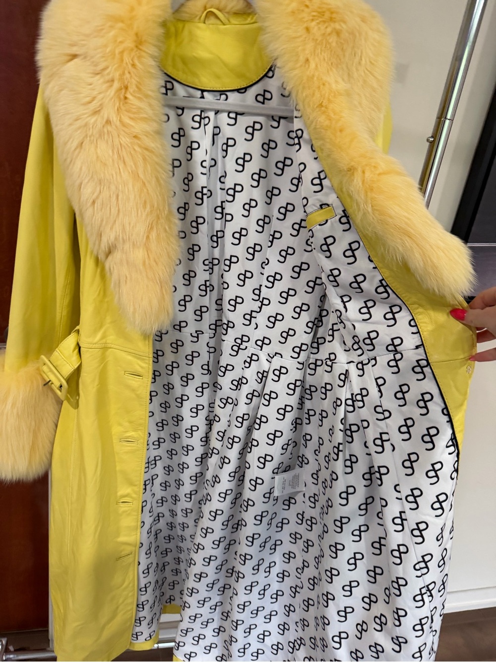 Saks Potts bootleg real leather coat with fox Fur cuffs - Picture 12 of 14